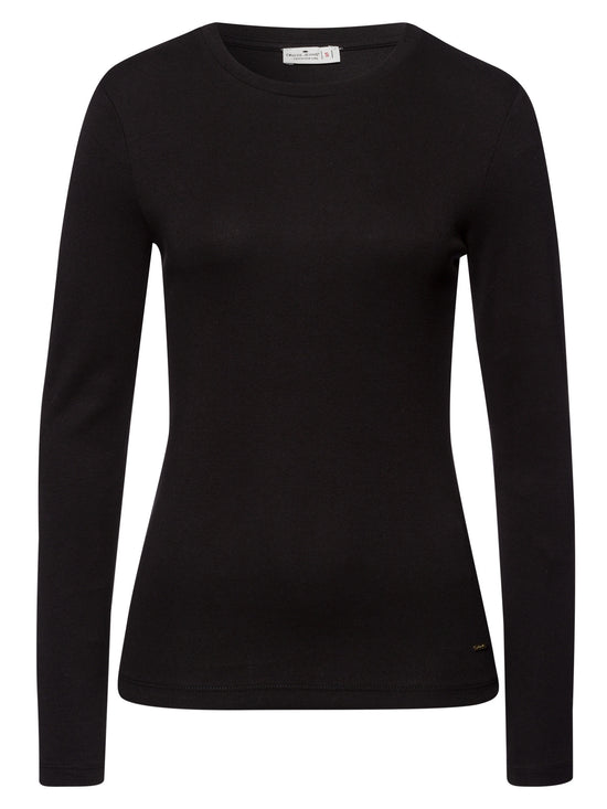 Damen Regular Langarmshirt in schwarz