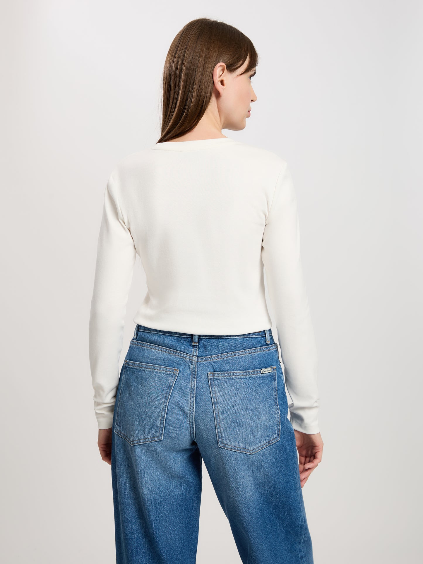 Damen Regular Langarmshirt in weiß