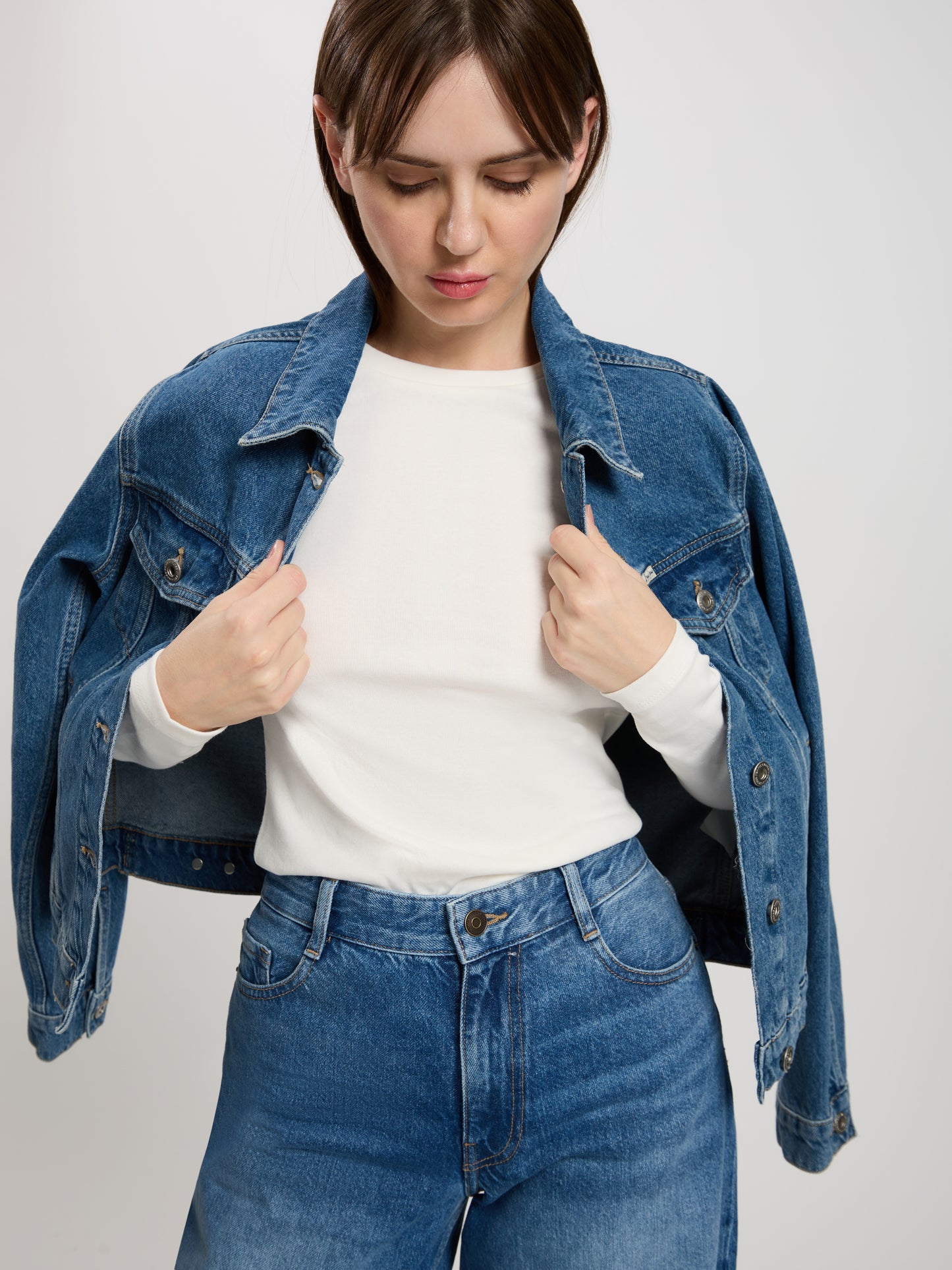 Damen Regular Langarmshirt in weiß