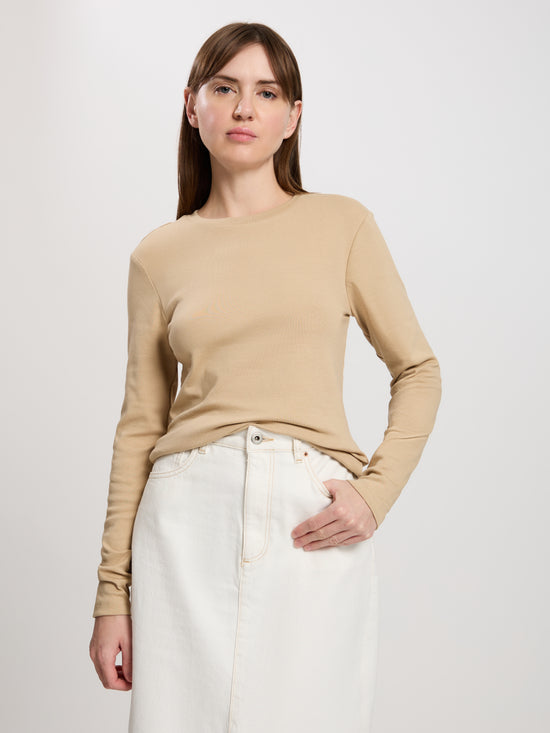 Damen Regular Langarmshirt in beige