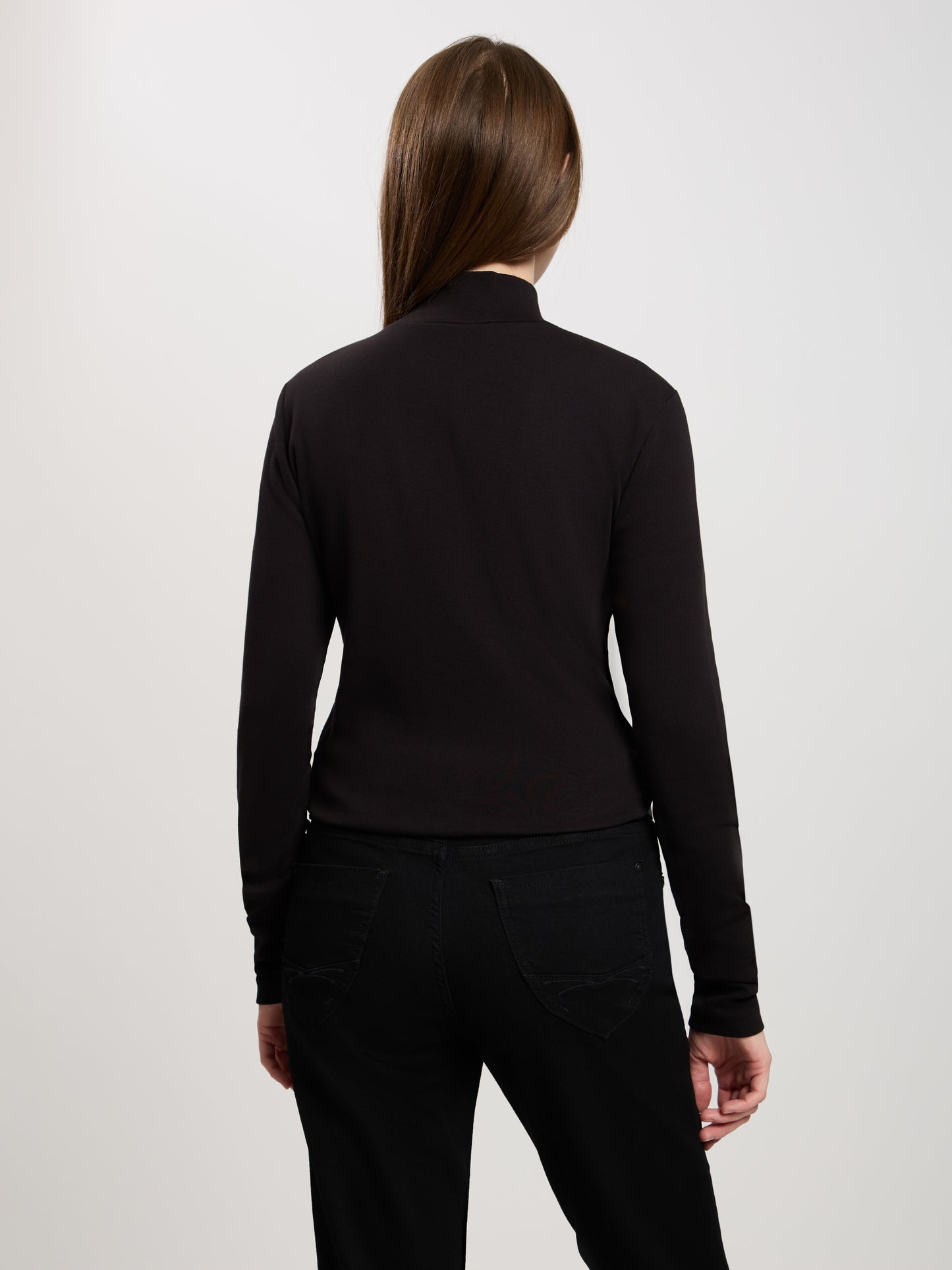 Damen Regular Shirt mit Rollkragen in schwarz