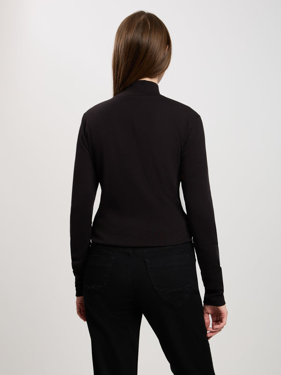 Damen Regular Shirt mit Rollkragen in schwarz