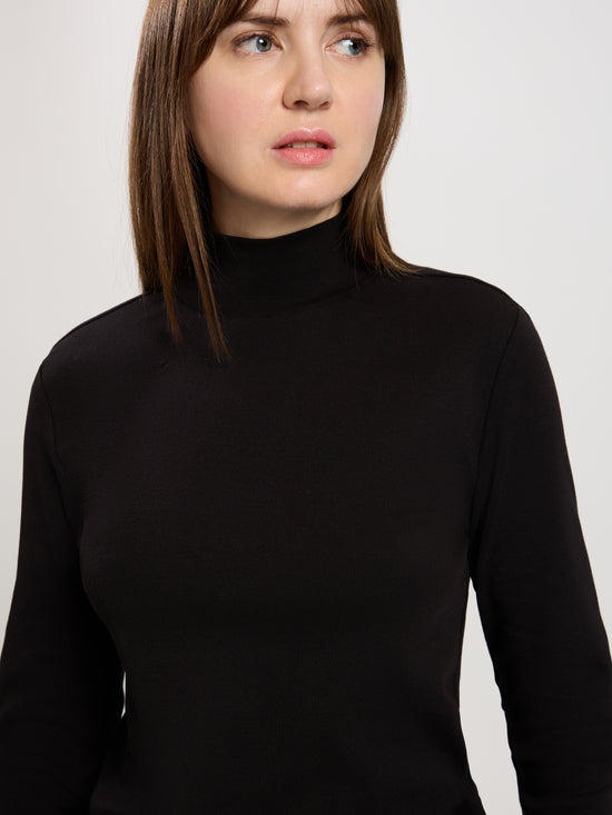 Damen Regular Shirt mit Rollkragen in schwarz