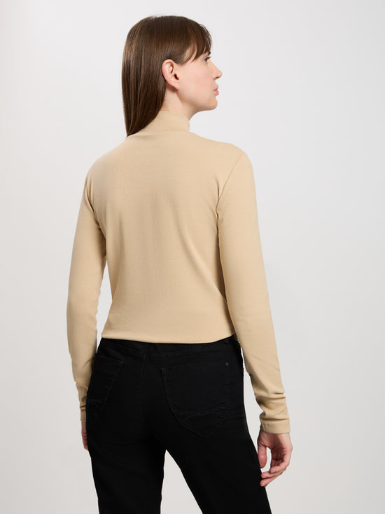 Damen Regular Shirt mit Rollkragen in beige