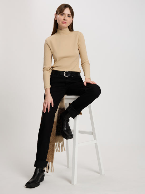 Damen Regular Shirt mit Rollkragen in beige