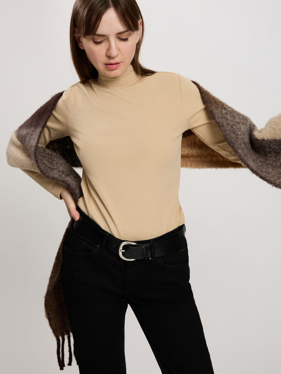 Damen Regular Shirt mit Rollkragen in beige