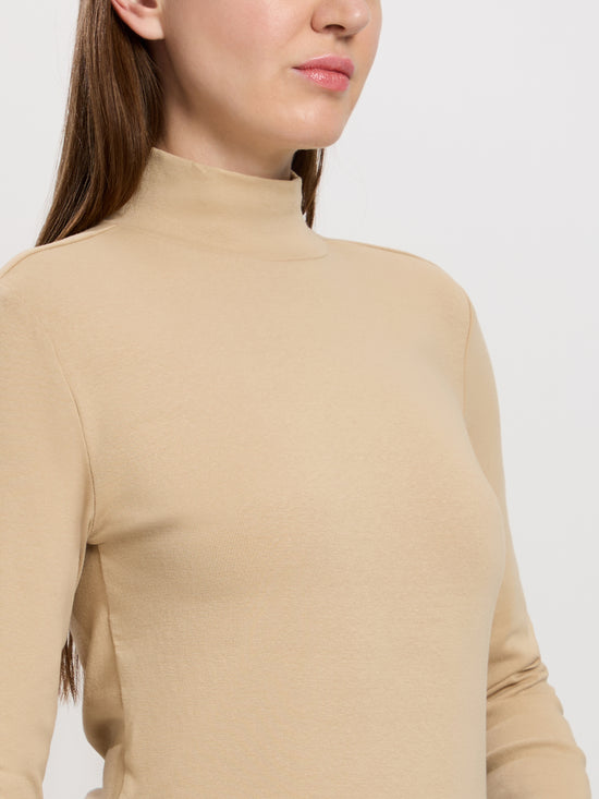 Damen Regular Shirt mit Rollkragen in beige