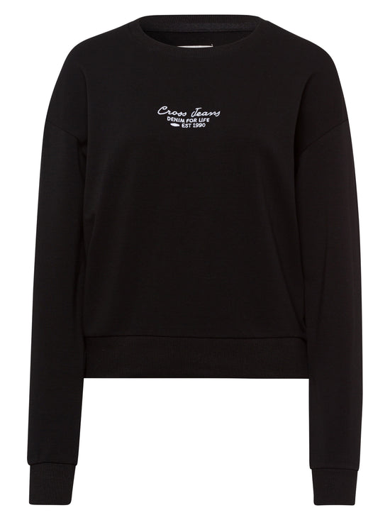 Women's cropped sweatshirt with logo print black