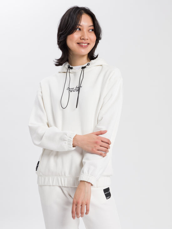Women's regular hoodie with pockets white