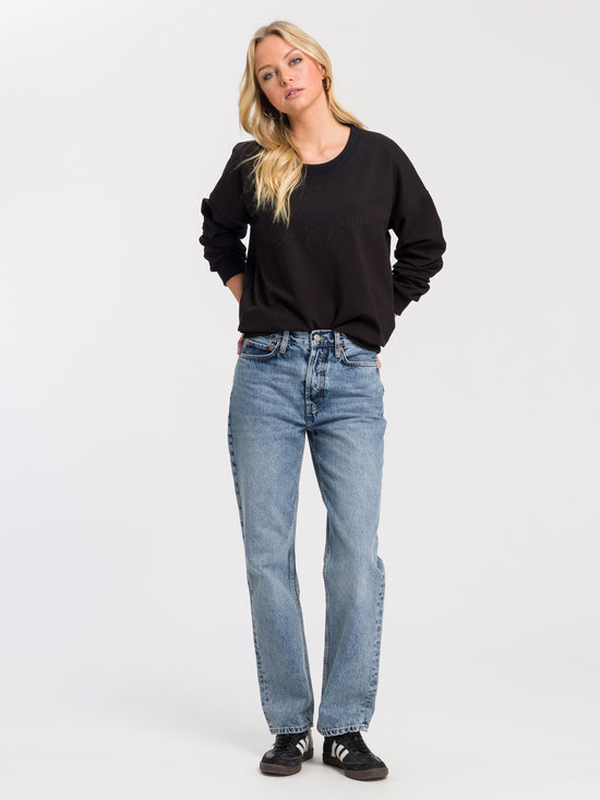 Women's regular sweatshirt with CROSS JEANS logo print black