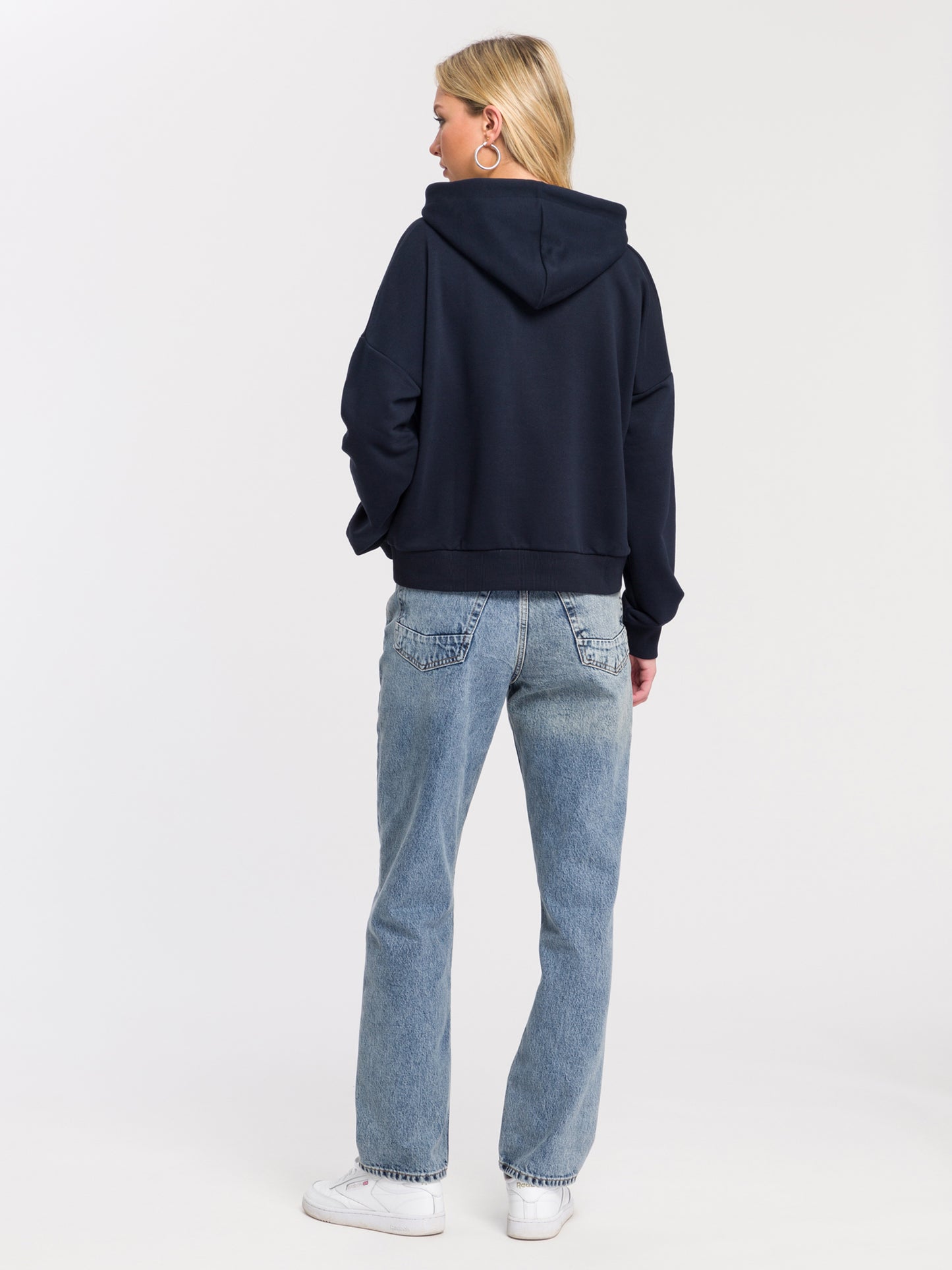 Women's regular hoodie with CROSS JEANS logo print blue
