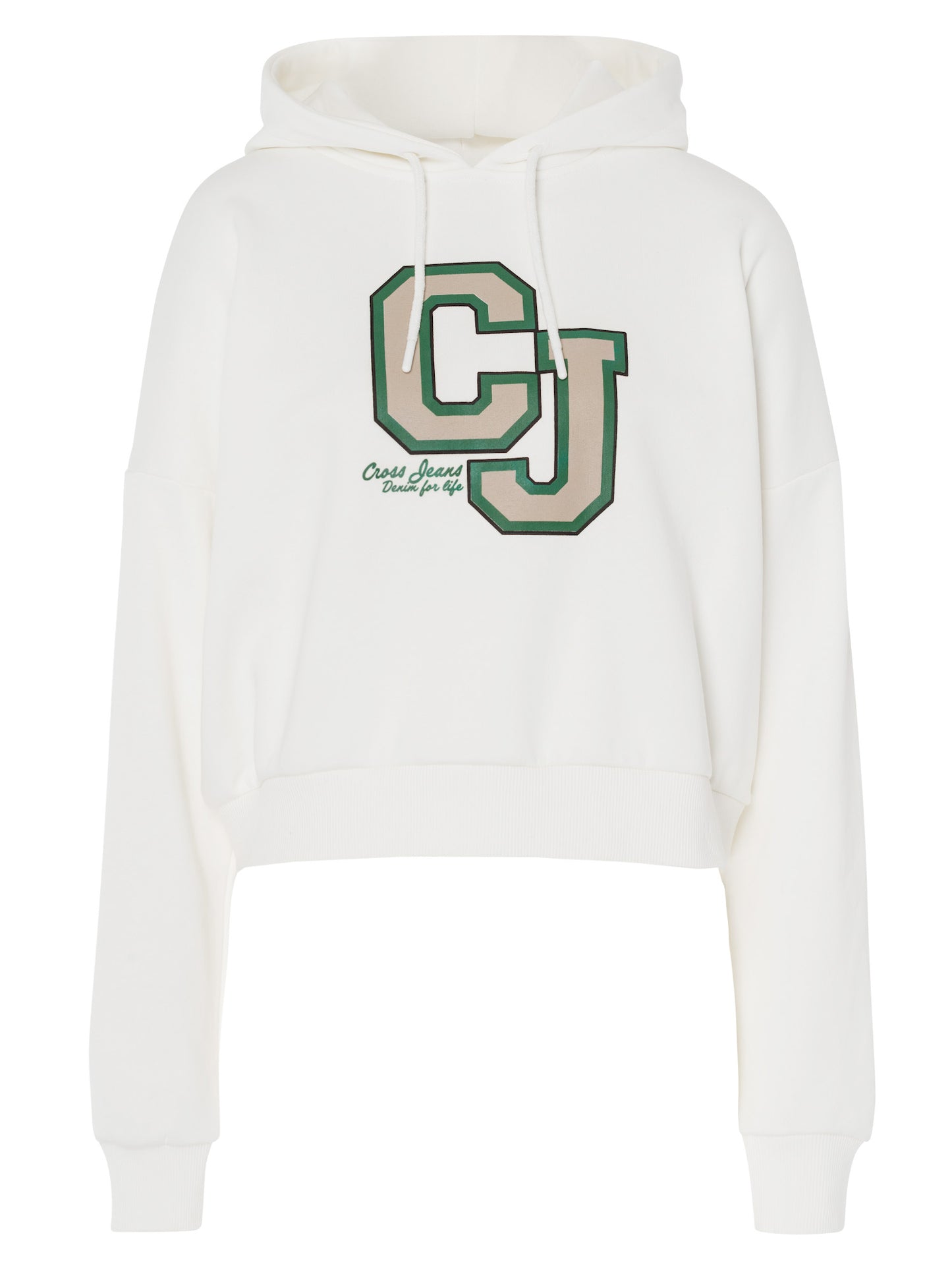 Women's regular hoodie with CROSS JEANS logo print white