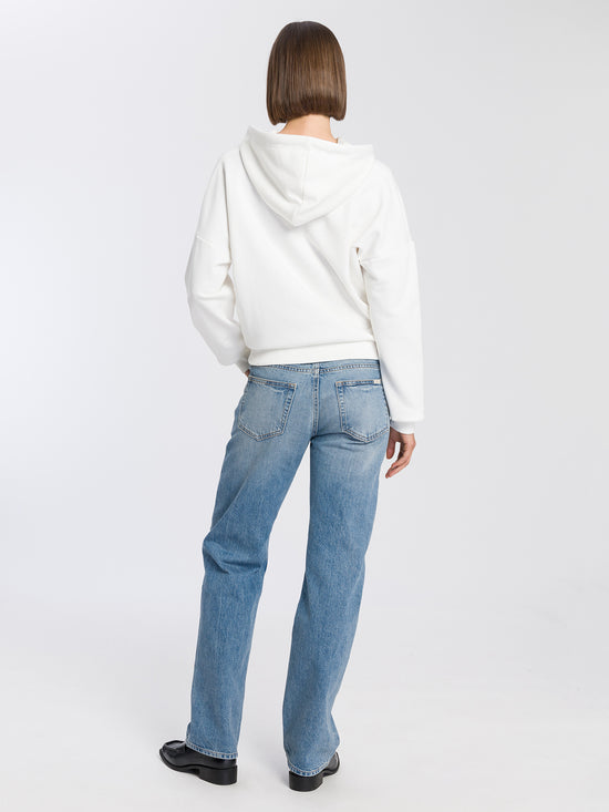 Women's regular hoodie with CROSS JEANS logo print white