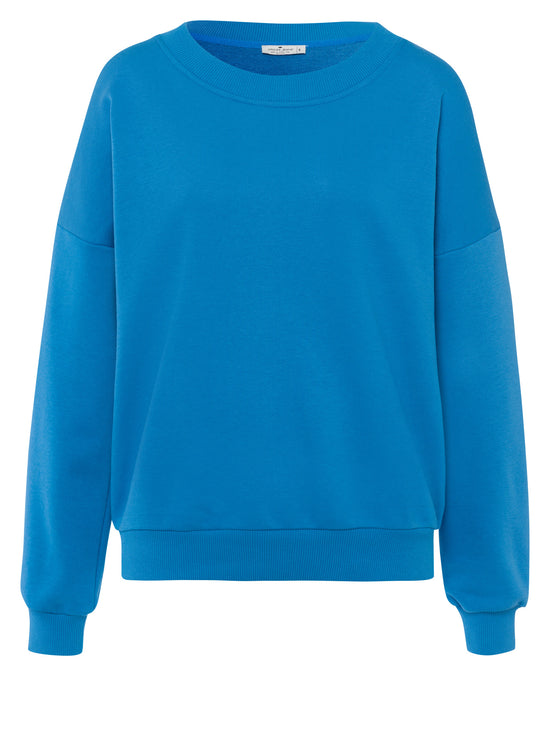 Damen Regular Sweatshirt mit Rippstrick-Bündchen blau.
