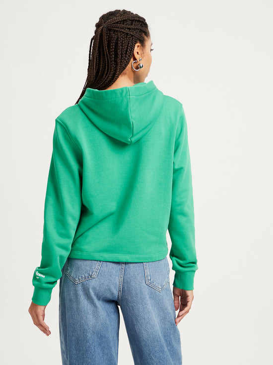 Damen Regular Hoodie mit kontrastierendem Bindeband grün.