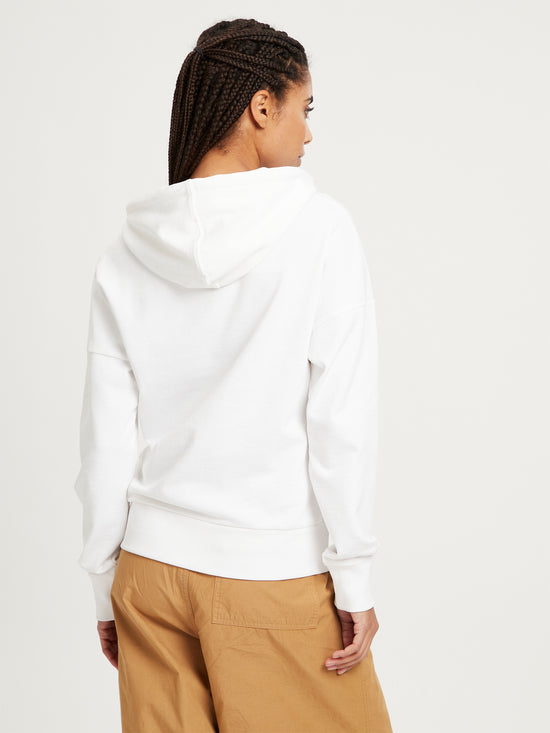 Damen Regular Hoodie mit zwei Eingrifftaschen weiß.