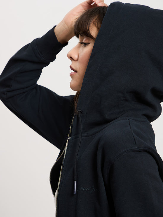 Damen Sweatjacke mit Kapuze in dunkelblau