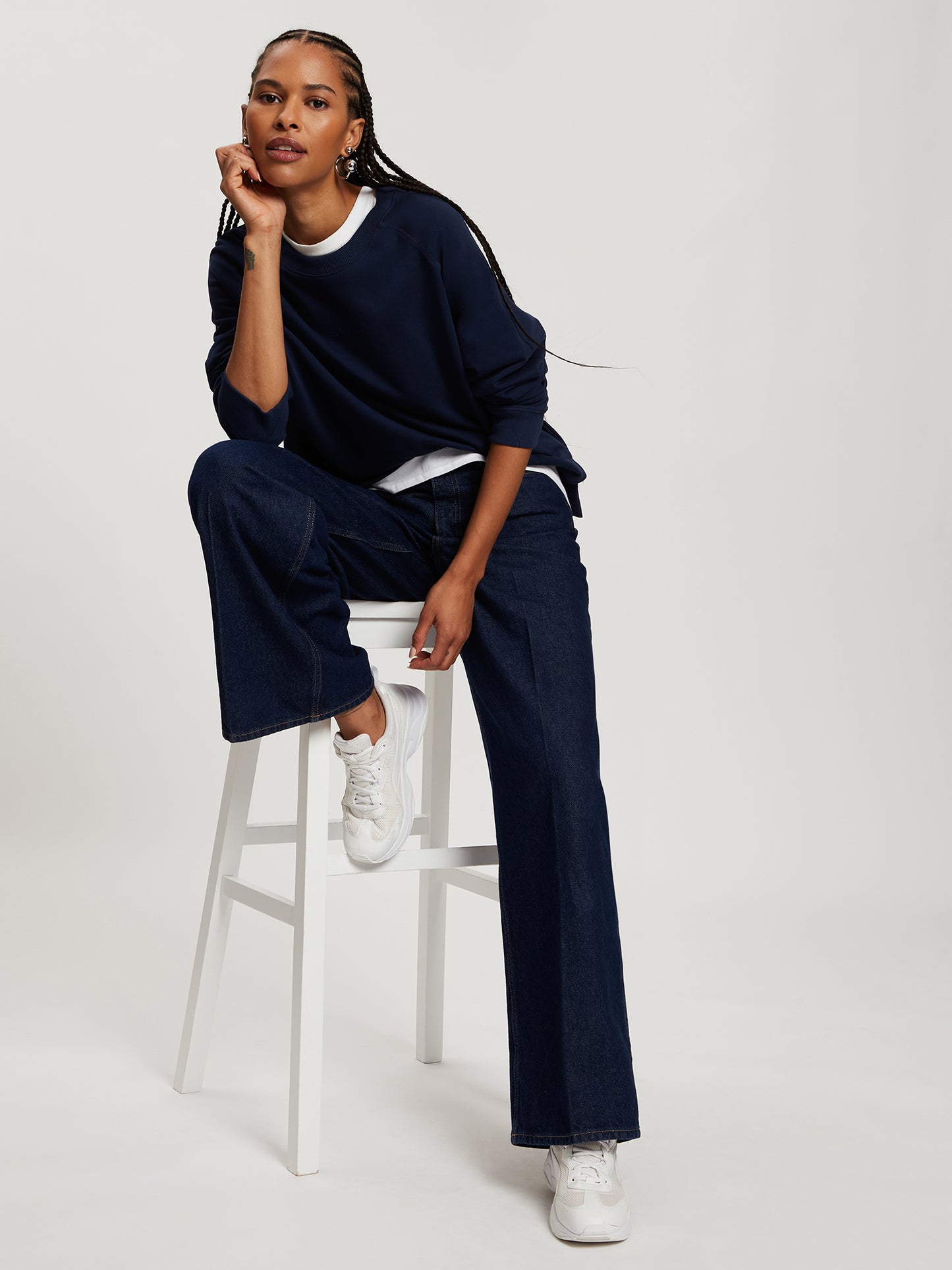 Damen Regular Sweatshirt in dunkelblau