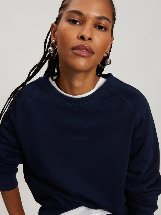 Damen Regular Sweatshirt in dunkelblau