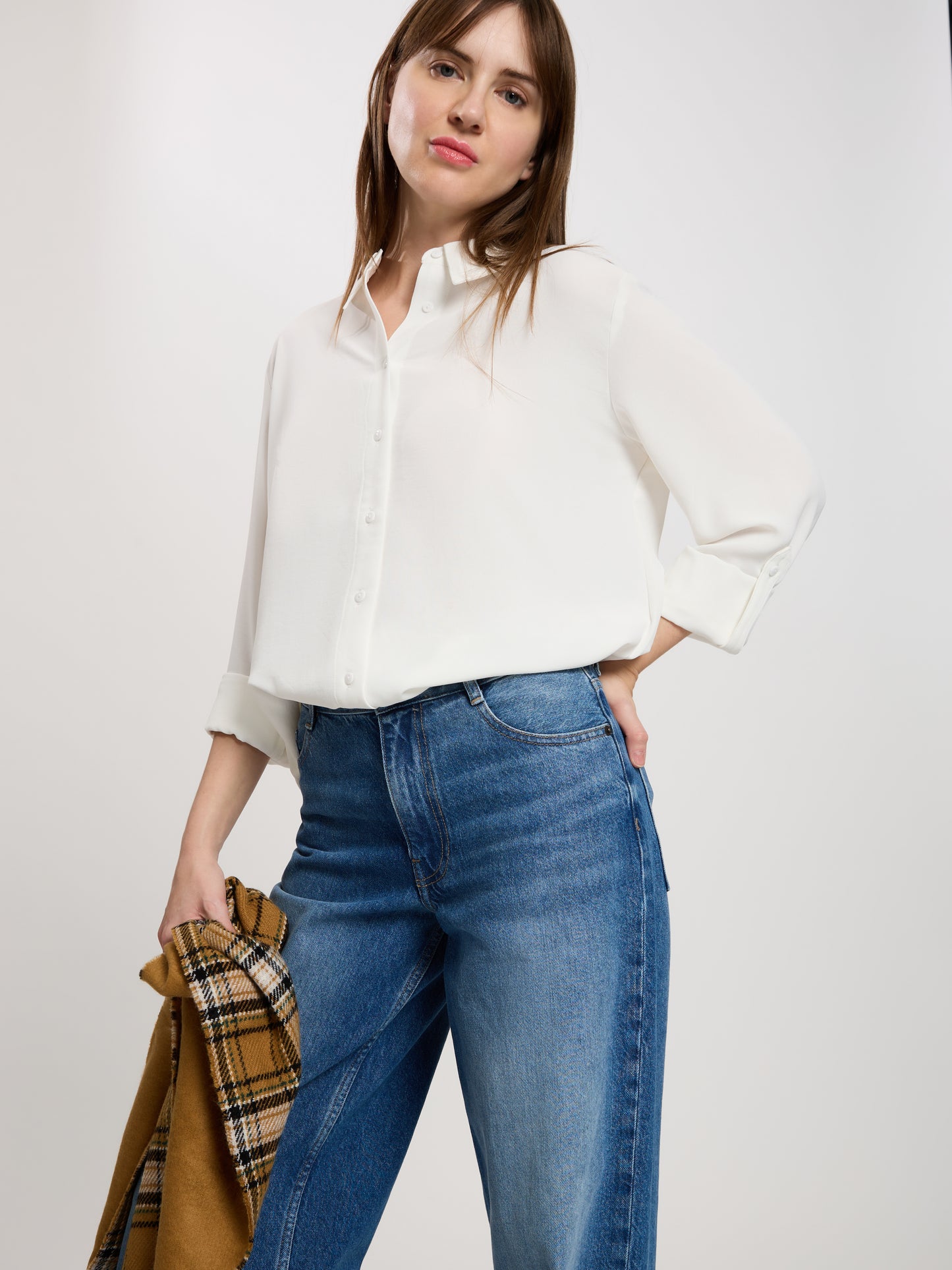 Damen Bluse mit Knopfleiste weiß