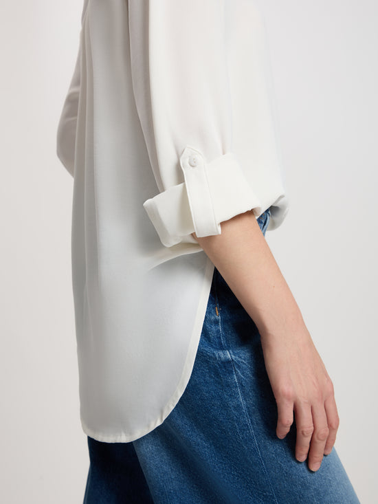 Damen Bluse mit Knopfleiste weiß