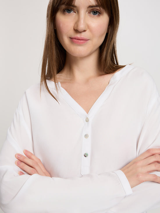 Damen Regular Langarmbluse in weiß