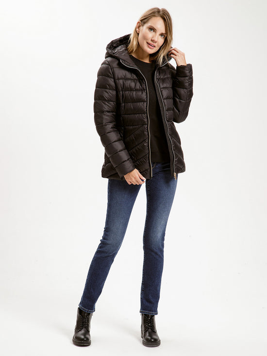 Damen Regular Winterjacke in schwarz