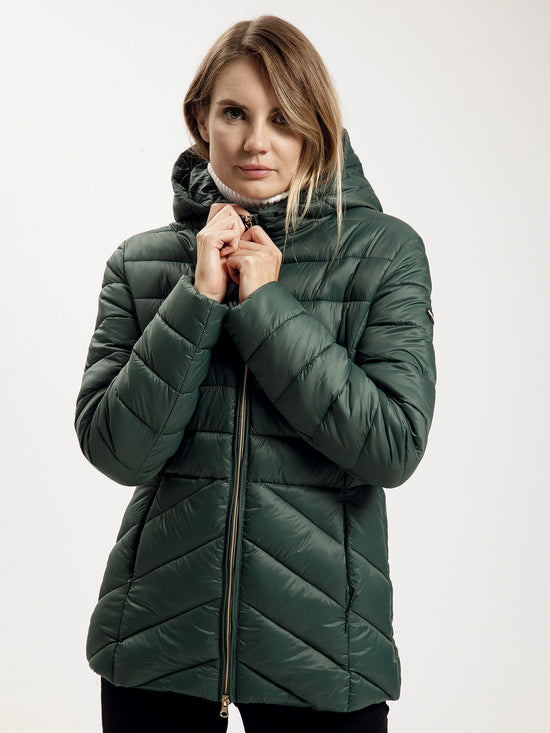 Women s regular winter jacket in green CROSS JEANS