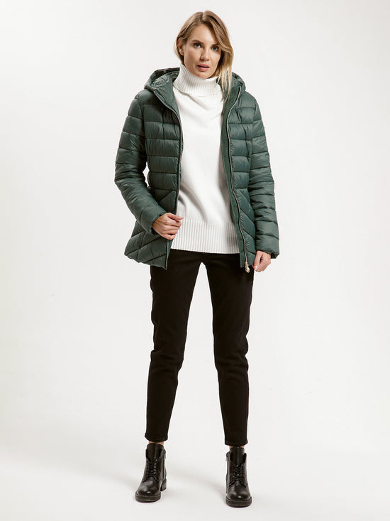 Women's regular winter jacket in green