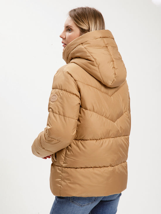 Women's regular winter jacket with hood in gold