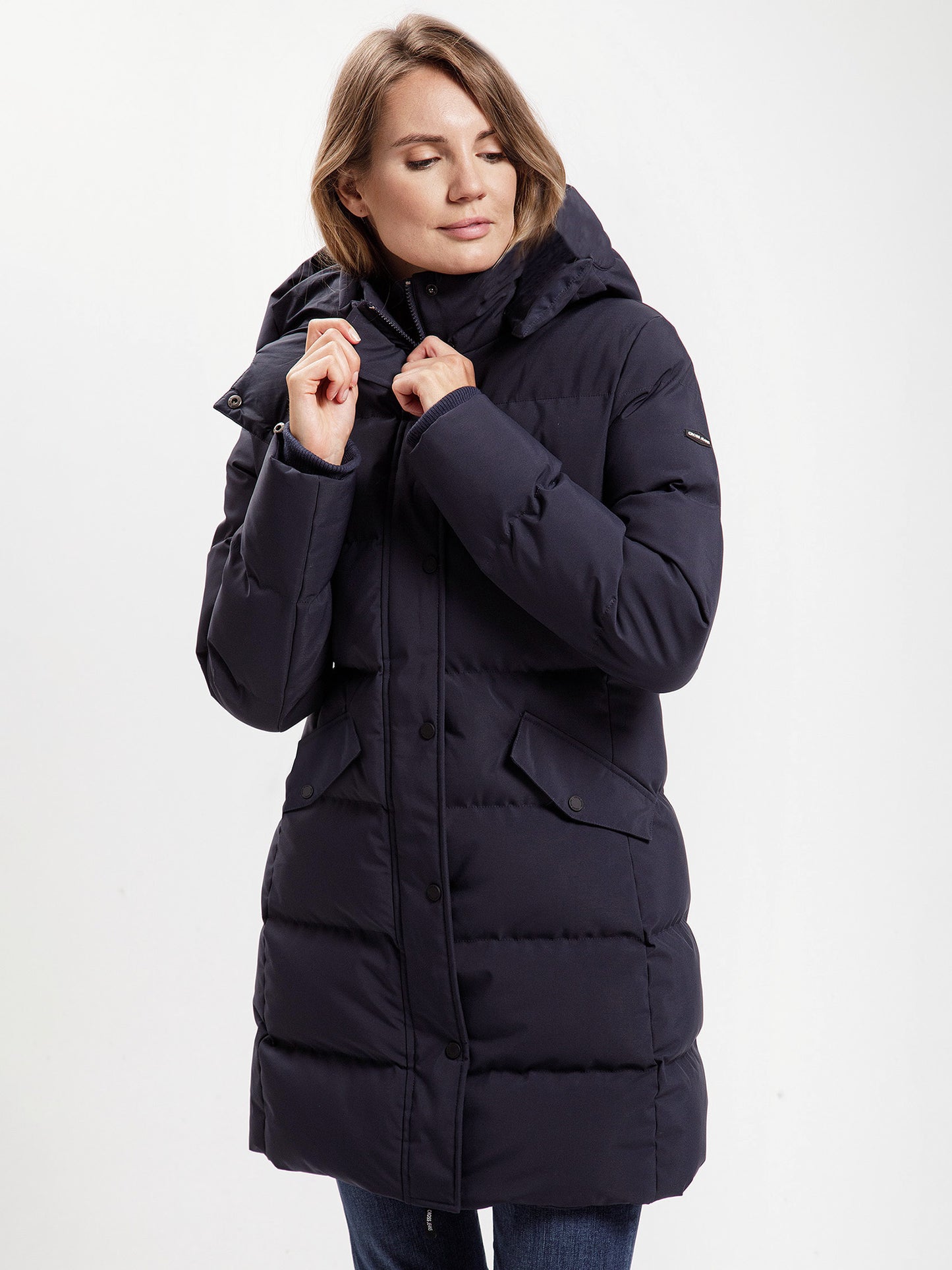 Women's regular short coat in blue