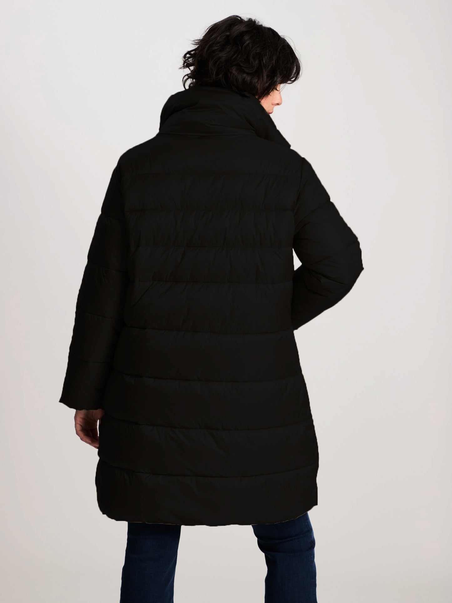 Damen Regular Winterjacke (Mantel) mit Kapuze in schwarz