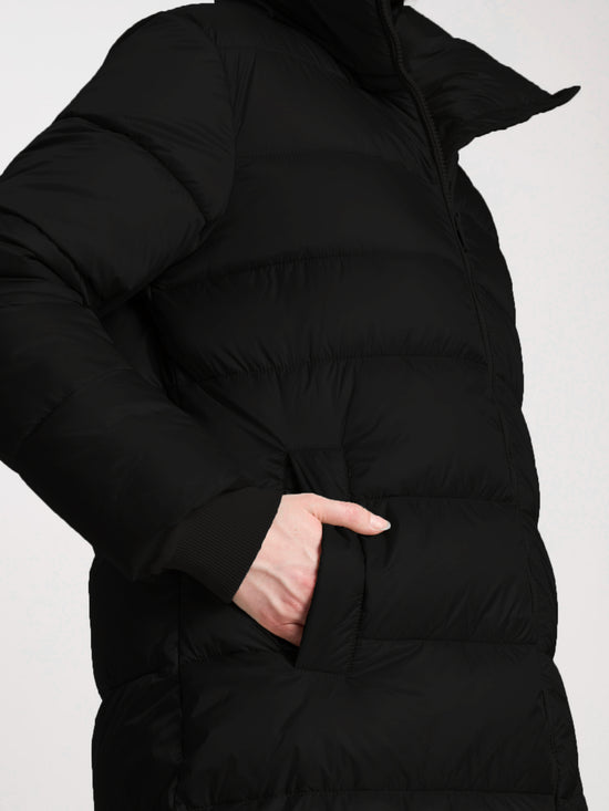 Damen Regular Winterjacke (Mantel) mit Kapuze in schwarz