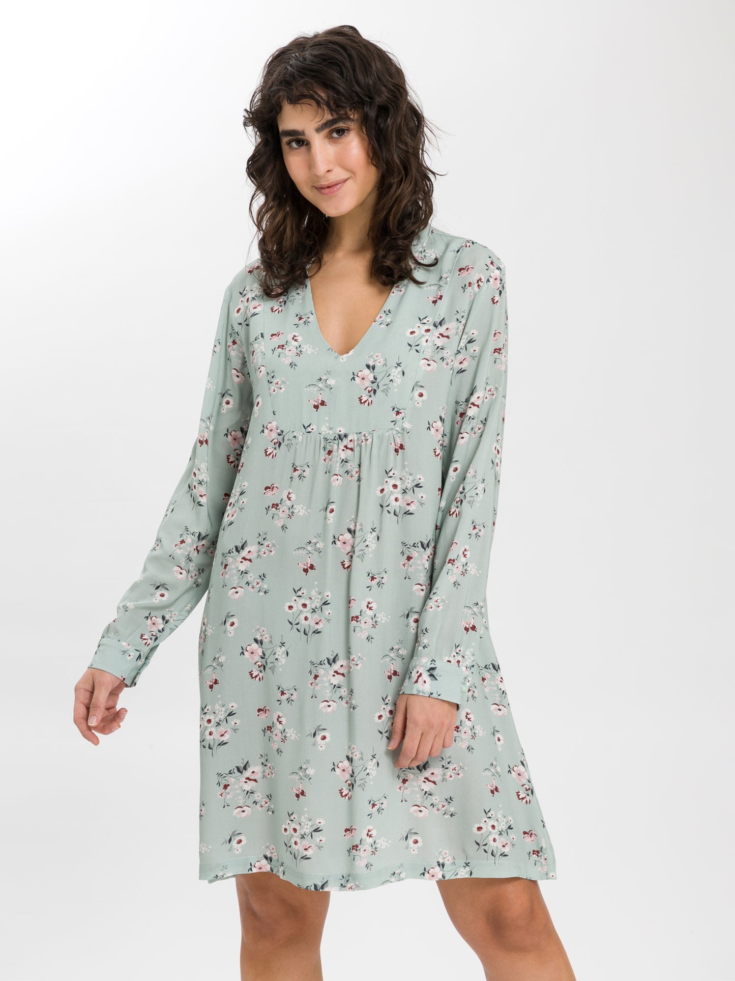 Women's long-sleeved summer dress in light blue
