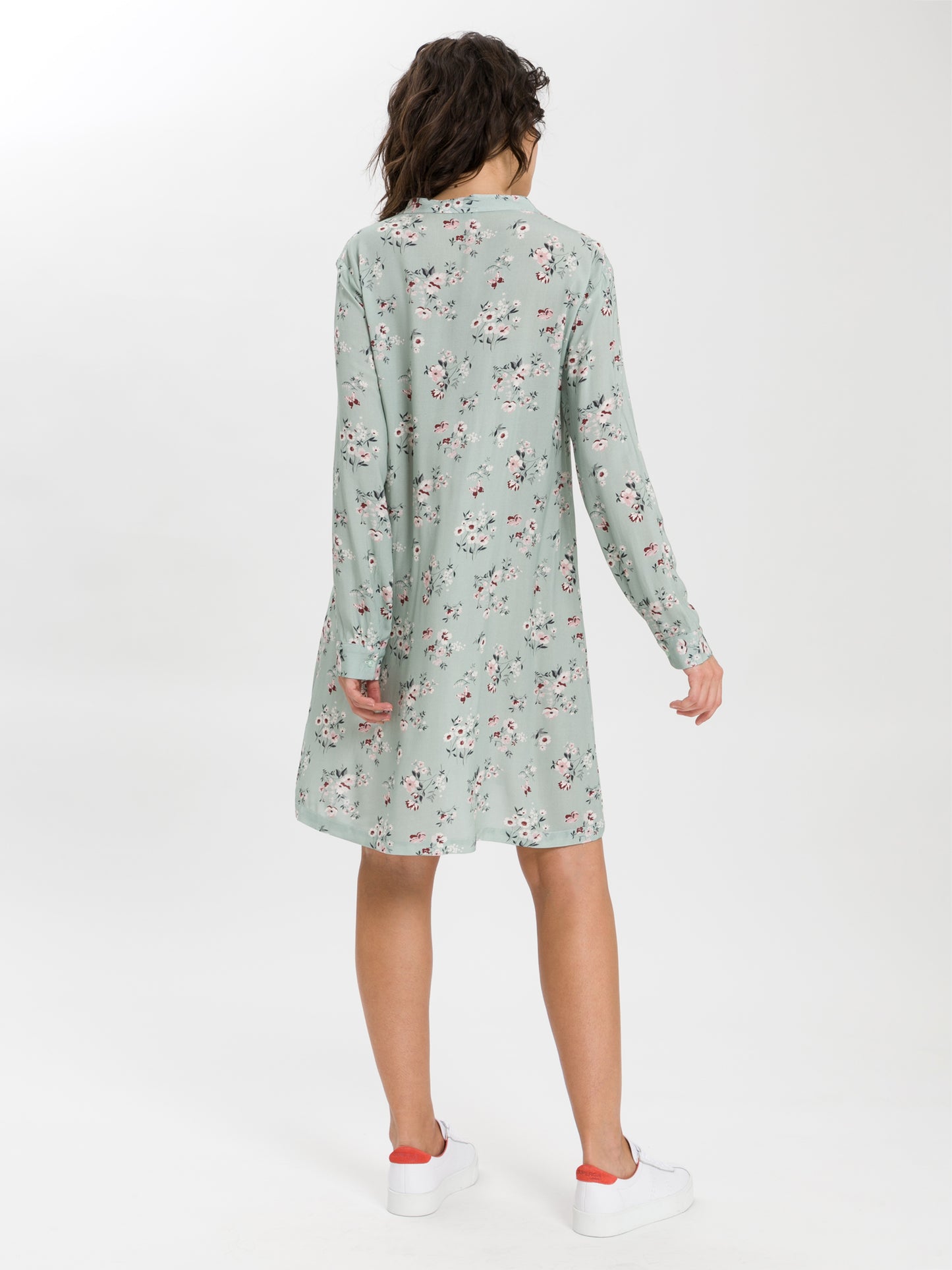 Women's long-sleeved summer dress in light blue