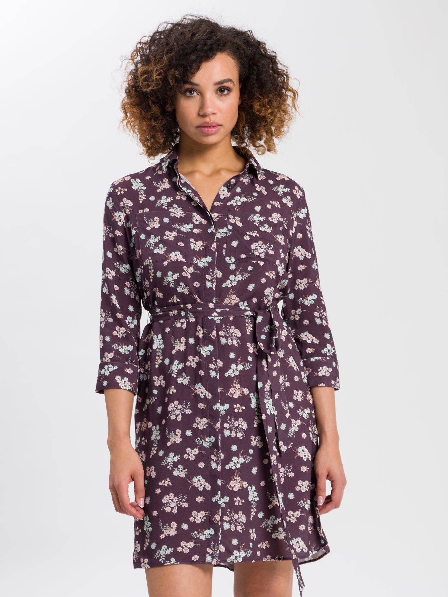 Damen Kleid mit Blumenmuster lila