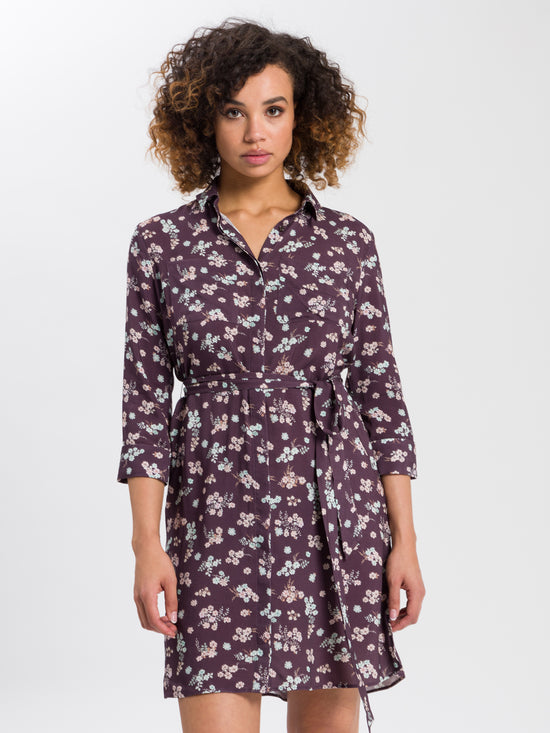 Damen Kleid mit Blumenmuster lila