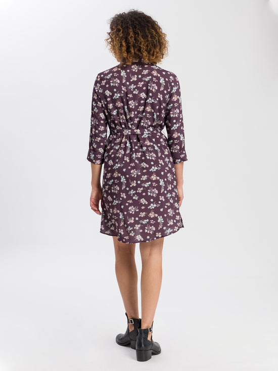 Damen Kleid mit Blumenmuster lila