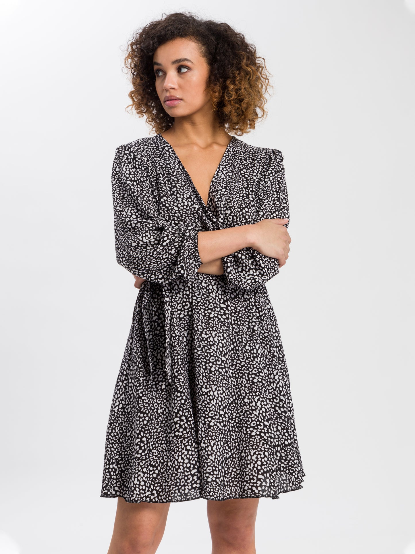 Damen Kleid mit Muster in schwarz weiß