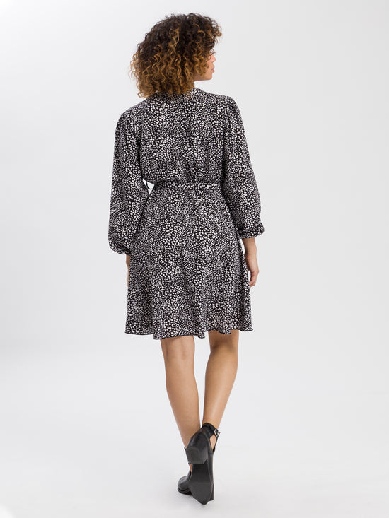 Damen Kleid mit Muster schwarz weiß