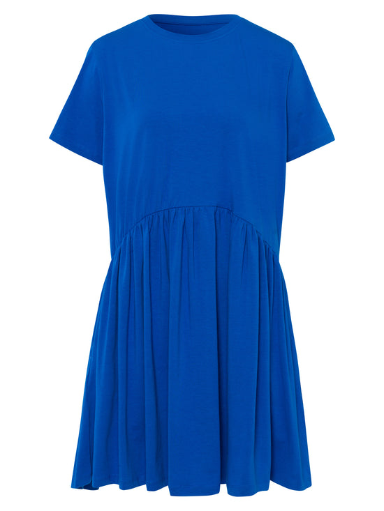 Women's relaxed jersey dress with pockets blue