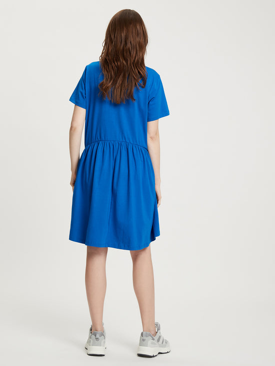 Women's relaxed jersey dress with pockets blue