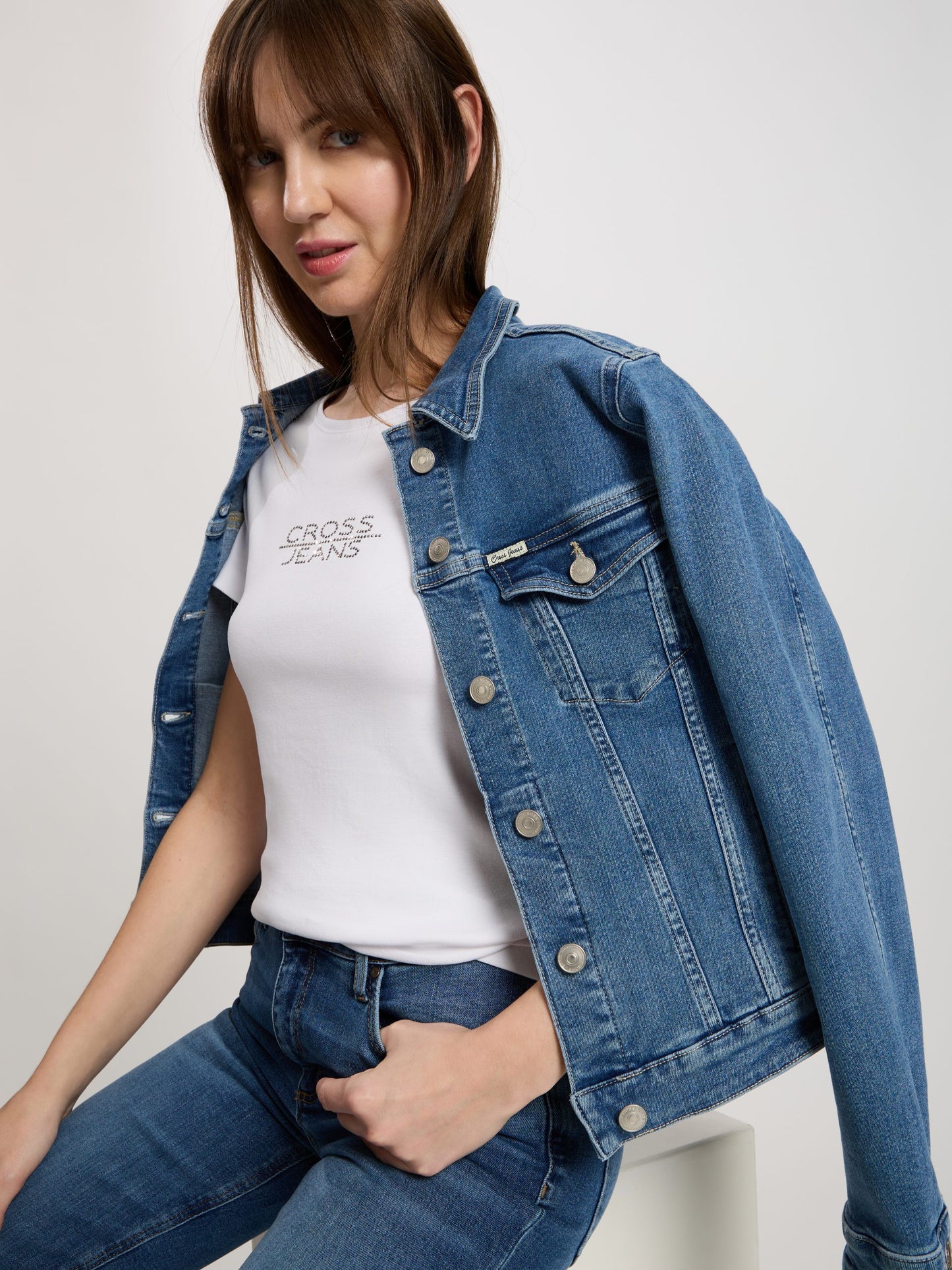 Damen Jeans Jacke dunkelblau