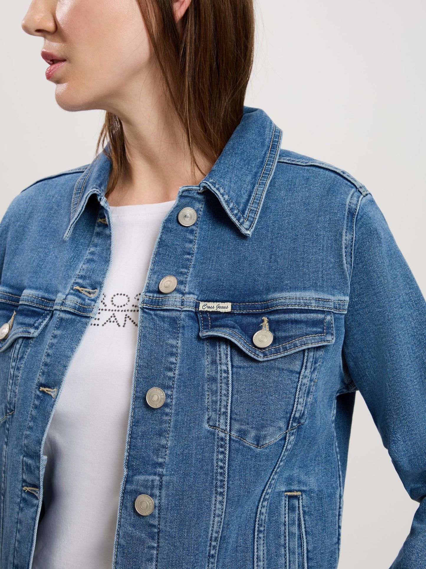 Damen Jeans Jacke dunkelblau