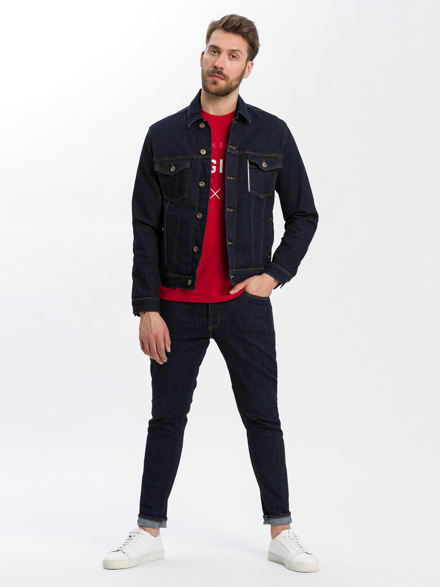 Men's denim jacket denim jacket regular fit dark blue