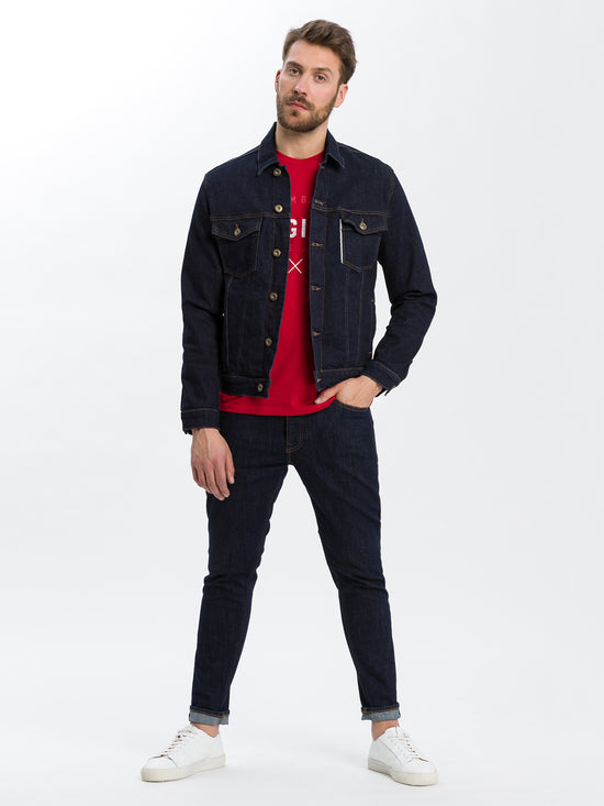 Men's denim jacket denim jacket regular fit dark blue