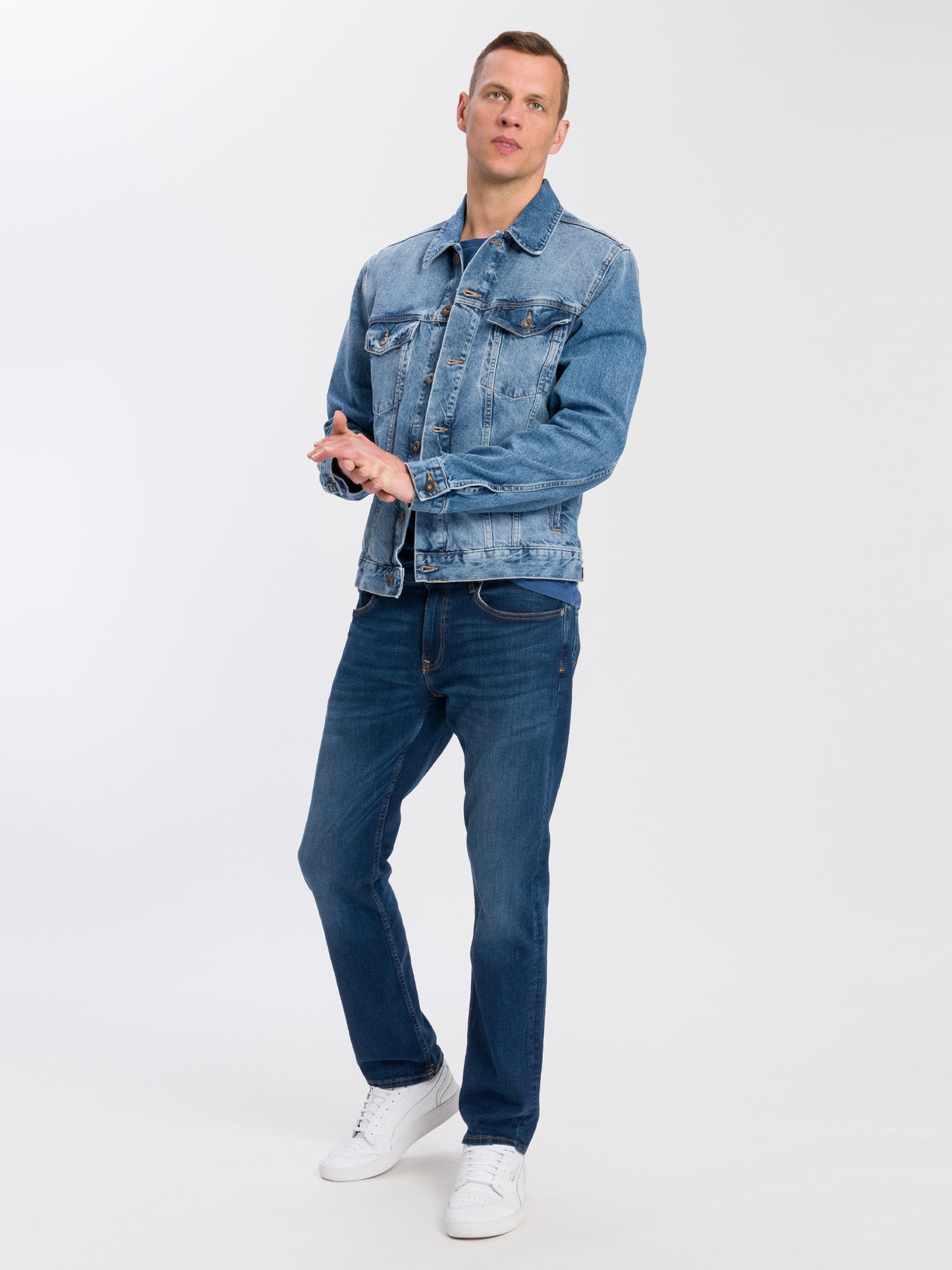 Herren Jeansjacke Denim Jacket Regular Fit mittelblau