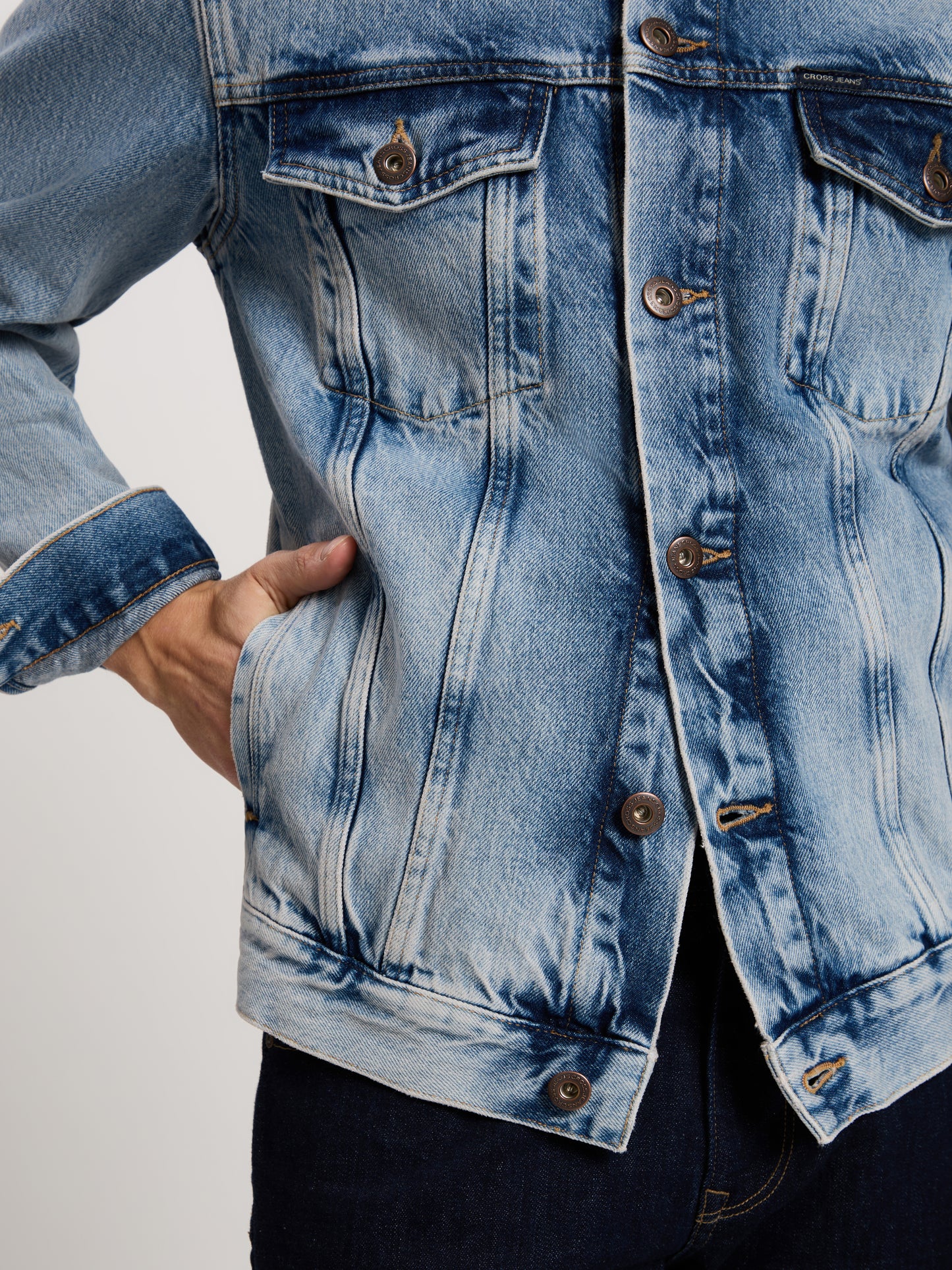 Herren Regular Jeansjacke in hellblau