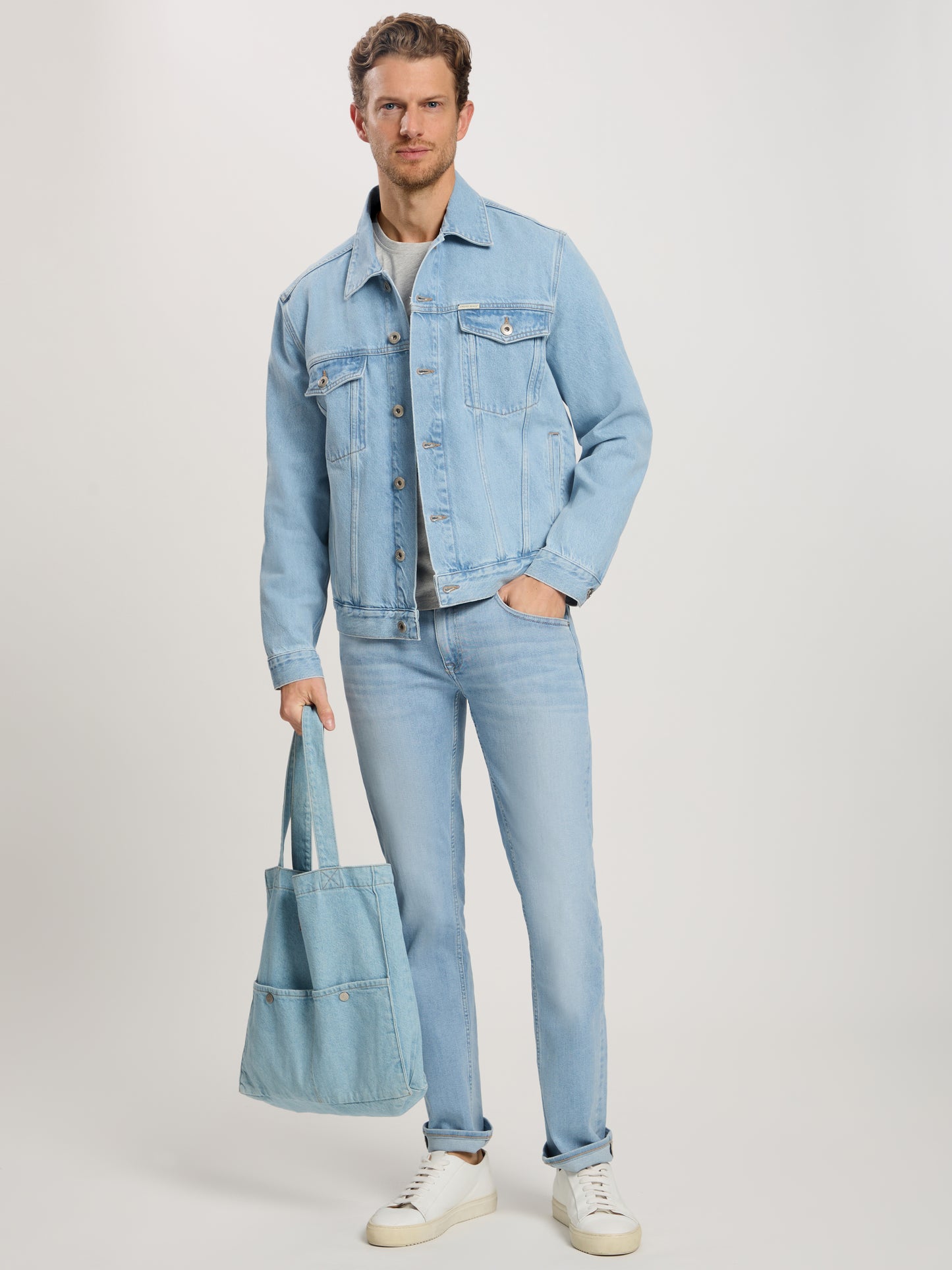 Men's denim jacket denim jacket regular fit light blue