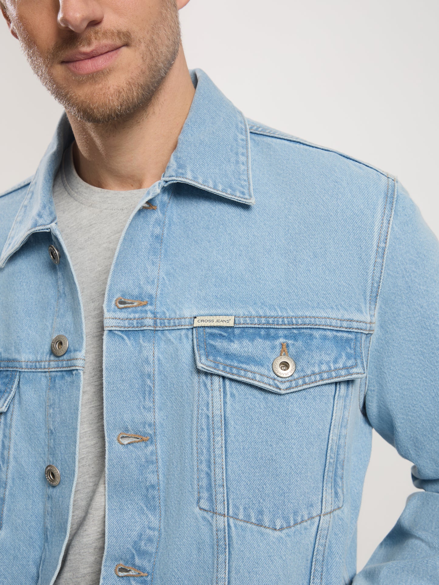 Men's denim jacket denim jacket regular fit light blue